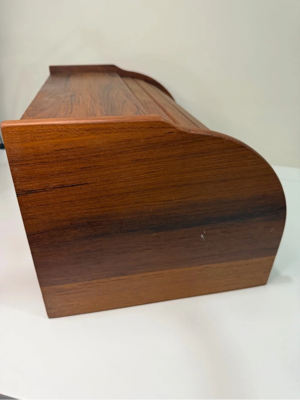 Vintage Goodwood Genuine Teak Roll Top Bread Box MCM Thailand